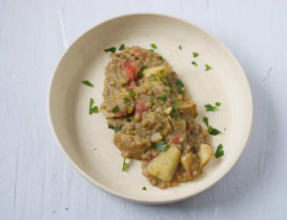 Linseneintopf mit Kartoffeln