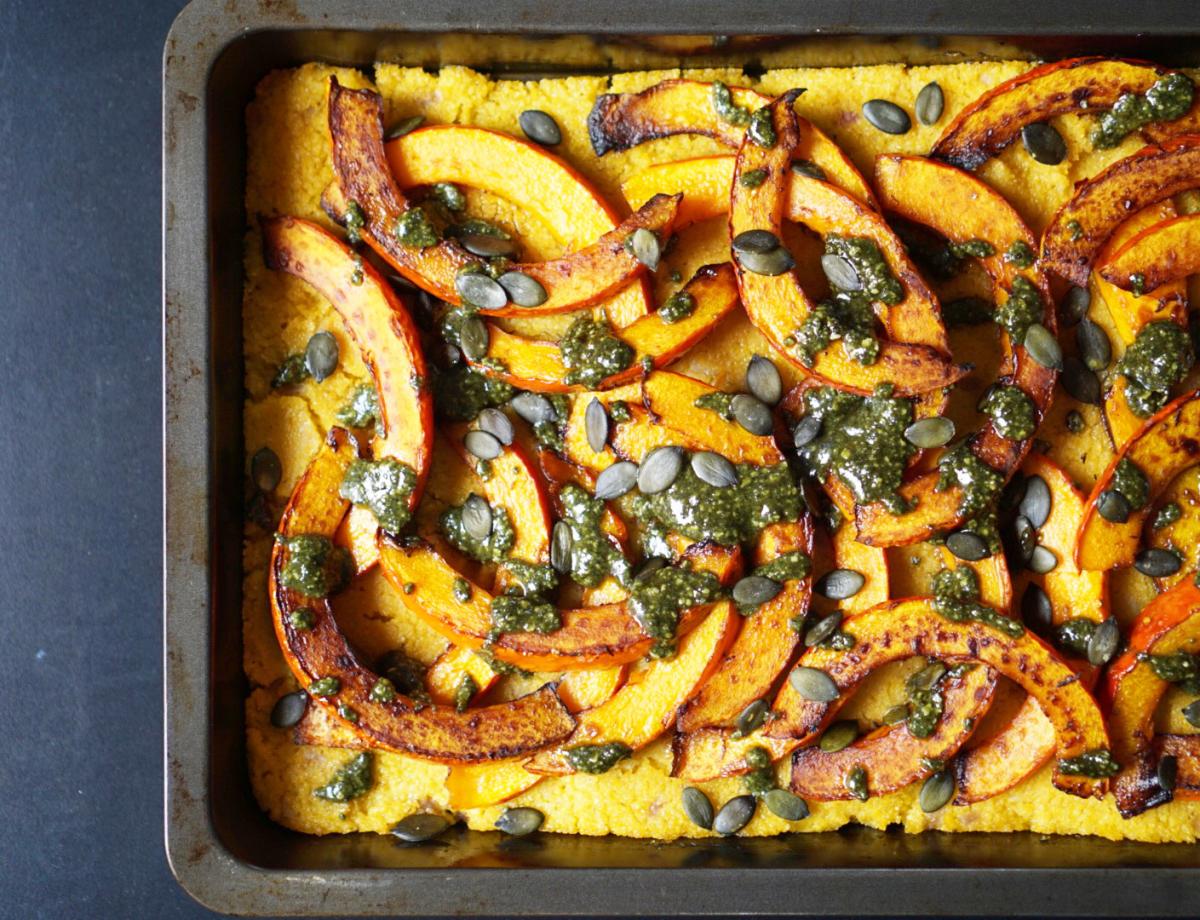 Polenta mit gebratenem Hokkaido