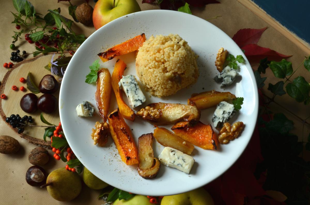 Herbstlicher Couscous-Salat mit Kürbis, Steinpilzen und Birnen » Ye ...